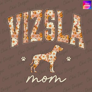Mamá Vizsla con flores retro PNG, diseño de mamá Vizsla de otoño, diseño de camiseta vintage con flores otoñales para mamá Vizsla, diseño de sublimación, diseño de pegatinas