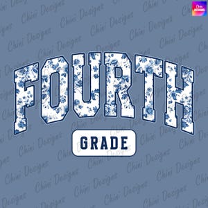 Floral CM1 PNG pour les enseignants, Chinoiseries CM2 PNG, Bleu CM2 DTF, Conception de Tshirt pour professeur de CM1, Sublimation