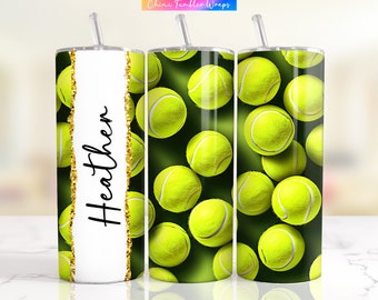 Custom Name Tumbler Wrap, 3D Tennis Ball Tumbler Wrap PNG, Personalized Name Designs, 3D Tennis Sublimation Tumbler Tennis Ball Wrap Designs