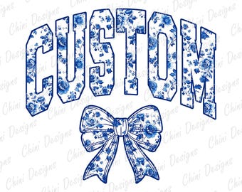 Custom Floral Mascot Png, Personalized School Sports Team Spirit, Chinoiserie Game Day Sublimation Tshirt Design Toile