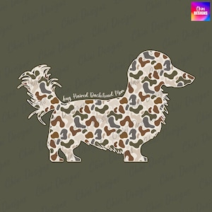 Camo Long Haired Dachshund Mom PNG, Camouflage Dachshund Mom Design, Dachshund Dog Mom, Vintage Hunting Dog Sublimation Tshirt Design Png