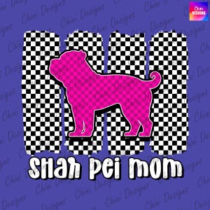 Karierte Shar Pei Mama PNG, Rosa Retro Shar Pei Mama Design, Shar Pei Hund Mama, Coole Mama Png, Shirt Design, Sublimationsdesign, Wasserfolie DTF