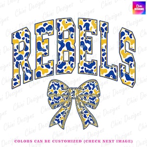 Camo Rebels PNG, Blue Yellow Sports Team Mascot, Camouflage Rebels Game Day Sublimation Tshirt Design