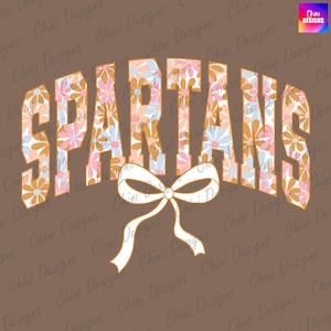 Floral Spartans PNG, School Team Mascot Spartans Design, Pastel Coquette Spartans, Game Day Tshirt Design, Sublimation Design, Sports Team