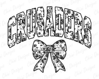 Floral Crusaders PNG, Black Chinoiserie Sports Team Mascot, Toile Crusaders Game Day Sublimation Tshirt Design