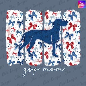 Mamma GSP patriottica PNG, design di mamma di cane da caccia tedesco a pelo corto con fiocco Coquette, mamma di cane GSP, design di maglietta del 4 luglio, design a sublimazione PNG
