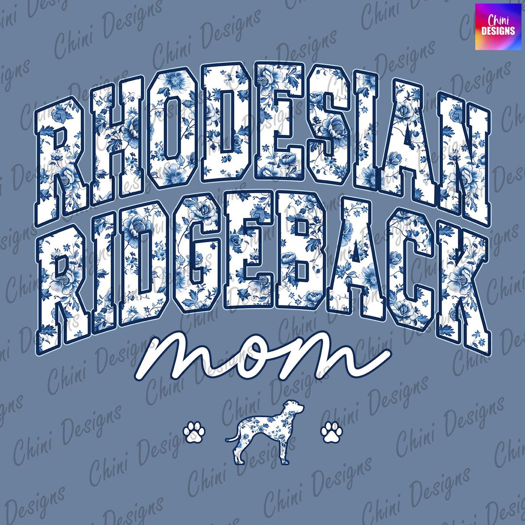 Floral Rhodesian Ridgeback Mom PNG, Chinoiserie Ridgeback Mom Design ...