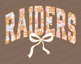 Floral Raiders PNG, School Team Mascot Raiders Design, Pastel Coquette Raiders, Game Day Tshirt Design Png, Sublimation Design, Sports Team