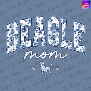 Floral Beagle Mom PNG, Chinoiserie Beagle Mom Design, Beagle Dog Mom, Beagle Dog Clipart, Tshirt Design, Sublimation Design, Sticker Design