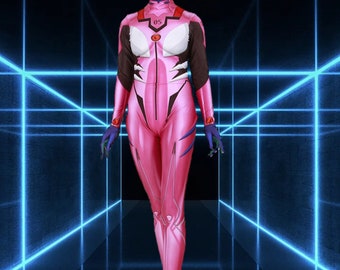 Makinami Tights Cosplay Halloween Costume Jumpsuit Pink Tights for Female