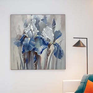 Paarse bloem schilderij olieverf op doek, bloem schilderij moderne kunstenaar huisdecoratie kunst aan de muur