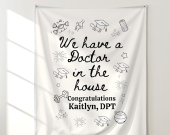 Personalized Physical Therapy Graduation Banner, Doctor DPT Party Backdrop, Custom Therapist Poster, Grad Party Tapestry Decor Photo