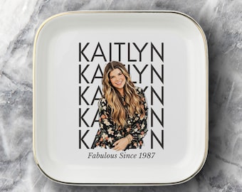 Personalized 40th Birthday Jewelry Dish, Custom Photo Ring Dish, Fortieth Birthday Gift for Sister, Best Friend, Coworker Keepsake