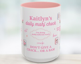 Lustiger Mahjong-Kaffeebecher, personalisiertes Geschenk für Mahjong-Fans, lustiges Geschenk für einen Spieleabend mit Mahjong-Mädchen, individuelles Geschenk für die Gastgeberin eines Mahjong-Clubs, Wichtelgeschenk