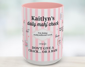 Personalisierte Mahjong-Kaffeetasse, individuelles Geschenk für Mahjong-Fans, lustiges Geschenk für einen Mahjong-Spieleabend mit Freundinnen, Geschenk für die Gastgeberin eines Mahjong-Clubs, Hobby-Austausch mit Freunden