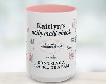 Personalisierter Mahjong-Kaffeebecher, Geschenk für Mahjong-Fans, lustiges Geschenk für einen Spieleabend mit Mädels, Geschenk für die Gastgeberin eines Mahjong-Clubs, Geschenk für Freunde, Kollegen und Hobbyisten