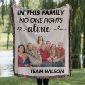 Custom cancer support photo, Personalized Tapestry Woven Cotton Throw, Encouragement blanket, Emotional support name, Motivational gift