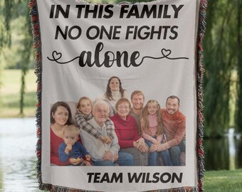 Custom cancer support photo, Personalized Tapestry Woven Cotton Throw, Encouragement blanket, Emotional support name, Motivational gift