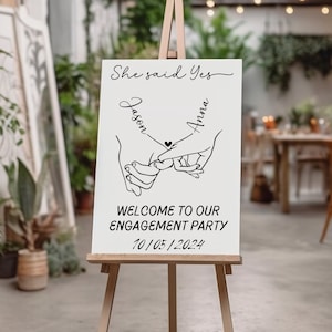 Engagement Party Sign, Poster, Engagement Party Decoration, Personalized Welcome Sign, Modern Engagement Party Decorations, Wedding Sign