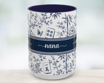 Personalisierte Mahjong-Oma-Tasse, individuelles Geschenk für Oma, Mahjong-Liebhaberin-Muttertagstasse, Kaffeetasse für Mama, Geschenk für Oma, Oma-Tasse