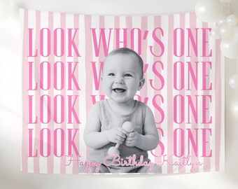 Personalisiertes „Fun to Be One“-Fotobanner, individuelle Deko für den ersten Geburtstag, Vintage-Hintergrund für die 1. Geburtstagsparty, Schild für die Babyfotoparty