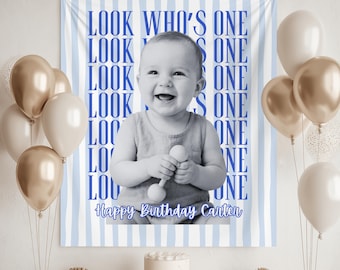 Personalisiertes „Fun to Be One“-Fotobanner, individuelle Deko für den ersten Geburtstag, Vintage-Hintergrund für die 1. Geburtstagsparty, Schild für die Babyfotoparty