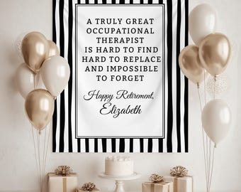 Personalized Occupational Therapist Retirement banner, Custom Therapy party backdrop for coworker, Boss Poster Decor, Difference Maker sign
