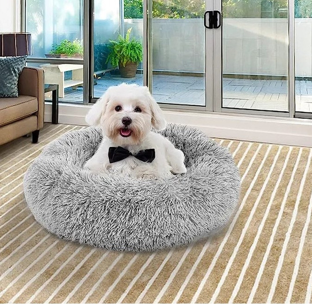 Dog Bed Donut Large Round Basket Plush Beds for Dogs Medium Etsy