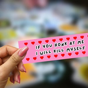 If you honk at me I will kill myself funny meme bumper sticker
