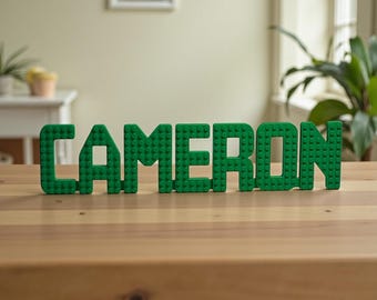 Lego Kompatible Namensschild, Benutzerdefinierte Ziegelbuchstaben für Kinderzimmer Dekor, personalisierte Spielzimmer Wandkunst, einzigartige Kinderzimmer Namen Dekoration