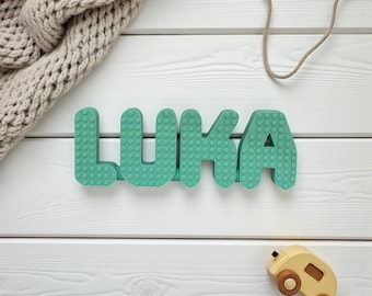 LEGO Kompatibel Namensschild, 3D gedruckte Ziegelbuchstaben, Kinderzimmer Dekor