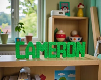 Letrero personalizado compatible con Lego, letras con nombre estilo Lego, decoración de pared para sala de juegos, regalo personalizado para niños, letras de ladrillo para la habitación infantil.
