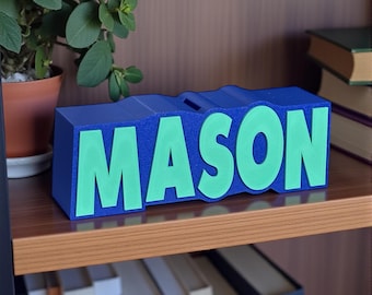 Personalisierte 3D gedruckte Sparschwein, Sparbüchse mit individuellem Namen