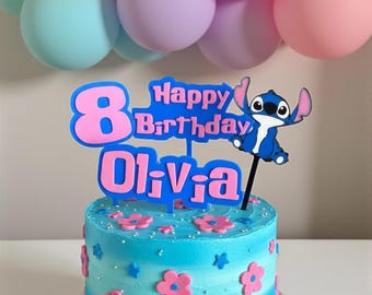 Lilo und Stitch Cake Topper, Geburtstag Tortendekoration, Stitch Party Dekor, Personalisierter Name Cake Topper, Disney inspirierter Topper