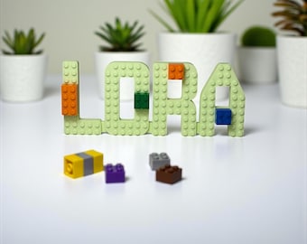 Kundenspezifisches Backstein-Namensschild, Kinderzimmer-Dekor, Lego-kompatibel