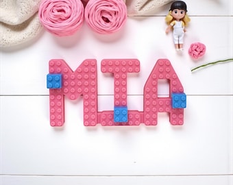 Kundenspezifisches Backstein-Namensschild, Lego-kompatibel, Kinderzimmerdekor