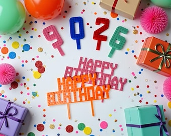 Backstein Geburtstag Cake Topper | Kompatible Nummer Zeichen