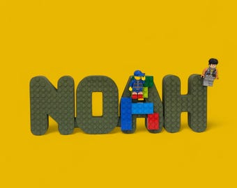Lego Kompatible Namensschild, personalisierte Ziegelbuchstaben für Kinderzimmer Dekor, benutzerdefinierte Spielzimmer Name Kunst, einzigartige Kinderzimmer Wanddekoration
