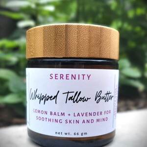 Serenity - Whipped Tallow Body Butter | Lavender + Lemon Balm| Grass-fed Tallow | All Natural, Nourishing Full Body Moisturizer for Dry Skin