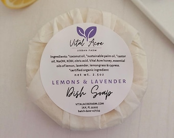 Lemons & Lavender Dish Soap Refill | Organic Grease Cutting Bar