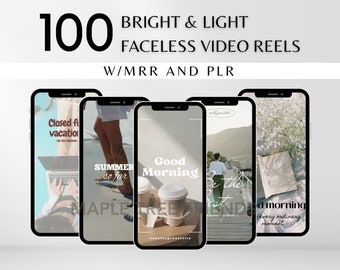 100 Bright & Light Aesthetic Reel Story Video Master Resell Rights (MRR) and Private Label Rights (PLR) Digital Product