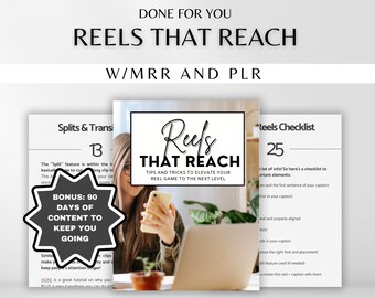 Carretes que llegan a un libro electrónico/guía con derechos de reventa principales (MRR) y derechos de etiqueta privada (PLR) Producto digital hecho para usted