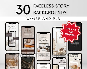 30 Faceless Story Backgrounds Master Resell Rights (MRR) and Private Label Rights (PLR) Lead Magnet Digital Product