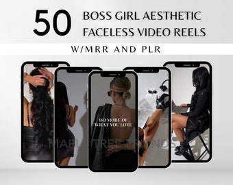 50 Boss Girl Aesthetic Reel Story Video Master Derechos de reventa (MRR) y derechos de etiqueta privada (PLR) Producto digital