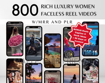 800 videos de lujo de mujeres ricas y lujosas listos para usar. Derechos de reventa maestra (MRR) y derechos de marca privada (PLR). Producto digital.