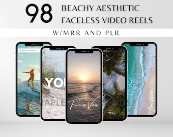 98 Beachy Aesthetic Reel Story Video Master Weiterverkaufsrechte (MRR) und Privatmarkenrechte (PLR) für digitale Produkte