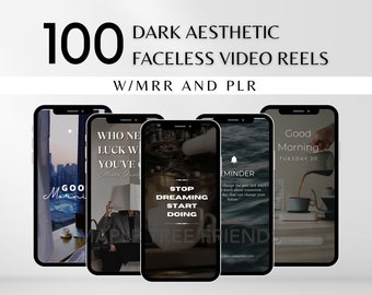 100 Dark Aesthetic Reel Story Video Master Derechos de reventa (MRR) y derechos de etiqueta privada (PLR) Producto digital