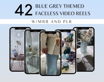 42 vídeos de historias de Blue Grey Faceless Reel Derechos de reventa maestra (MRR) y derechos de marca privada (PLR) Producto digital