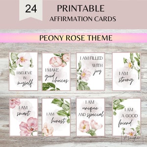 Cartes d'affirmation imprimables adultes adolescents pivoine rose