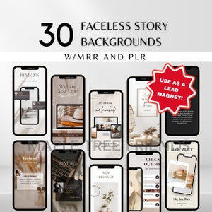 30 Faceless Story Backgrounds Master Resell Rights (MRR) and Private Label Rights (PLR) Lead Magnet Digital Product